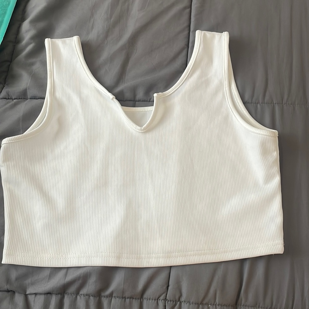 White Cropped Tank